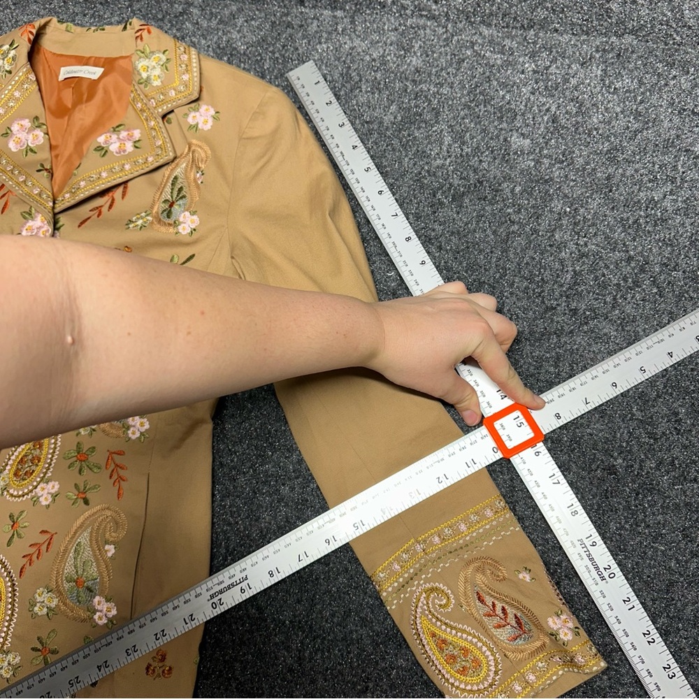 Vintage tan heavily embroidered paisley jacket wedding cowgirl western boho - Picture 9 of 9